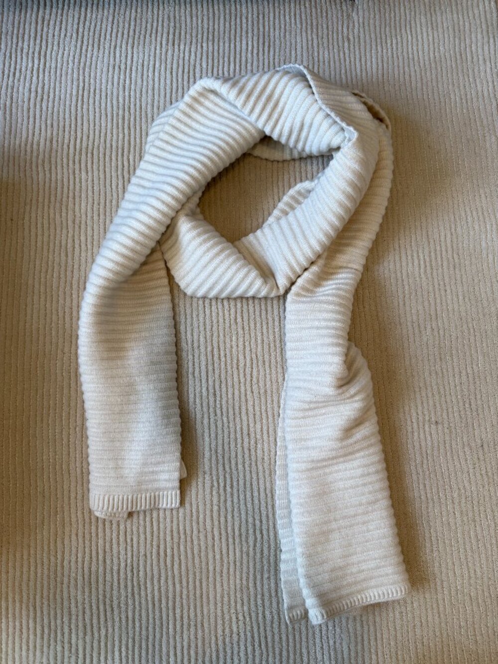 FForm Cream Ribbed Knit Scarf in Cream